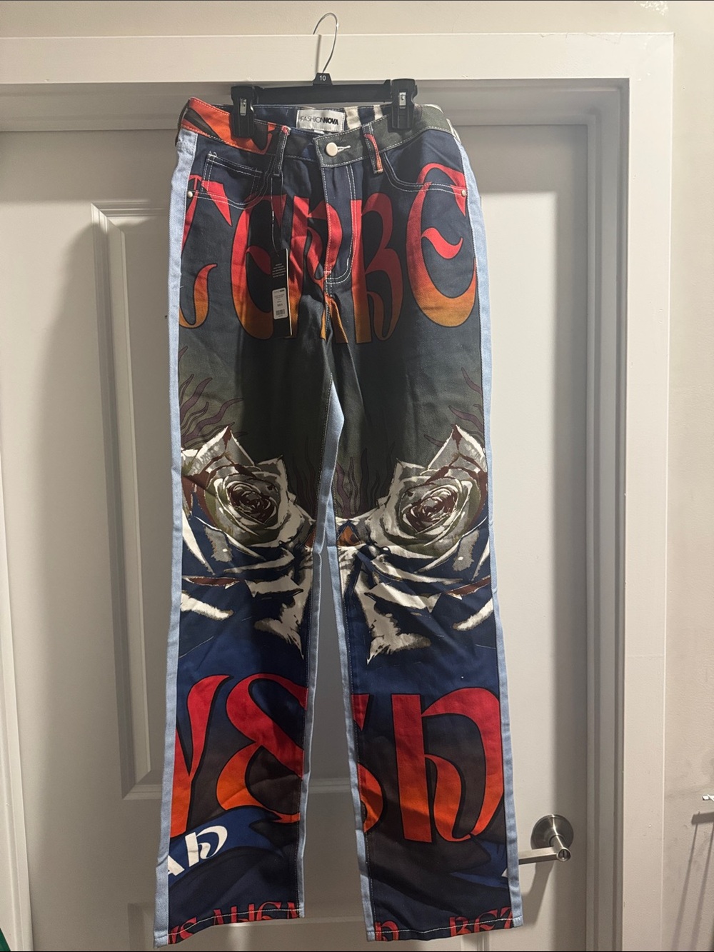 Graphic Rose Print women’s Jeans - Multicolor